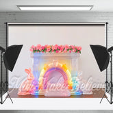 Regenbogen Farbe Kaninchen Ornament Blumen Ostern Hintergrund